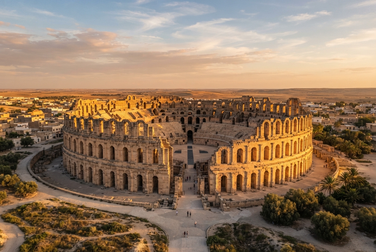 Roman amphitheater of El Jem in Tunisia
